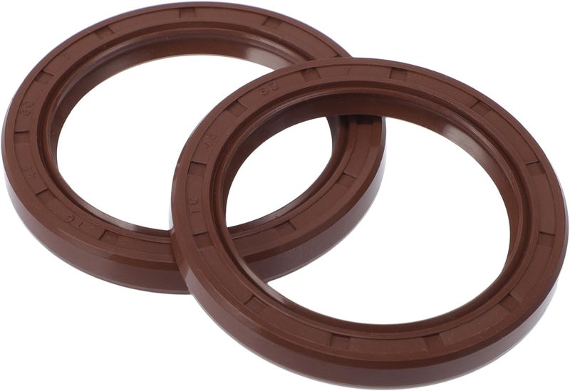 VekAuto Universal Oil Seal TC Double Lip W Steel Spring Seal Ring Rotary Shaft Seal 45x60x7mm High Pressure FKM Rubber Brown 2 Pcs - Image 1